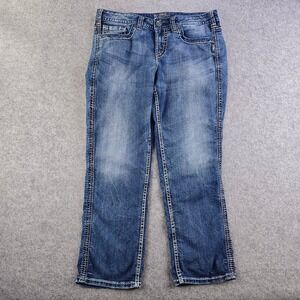 Silver Jeans Co‎ Twisted Capri Cropped Jeans Womens 31 Medium Wash Blue Stretch